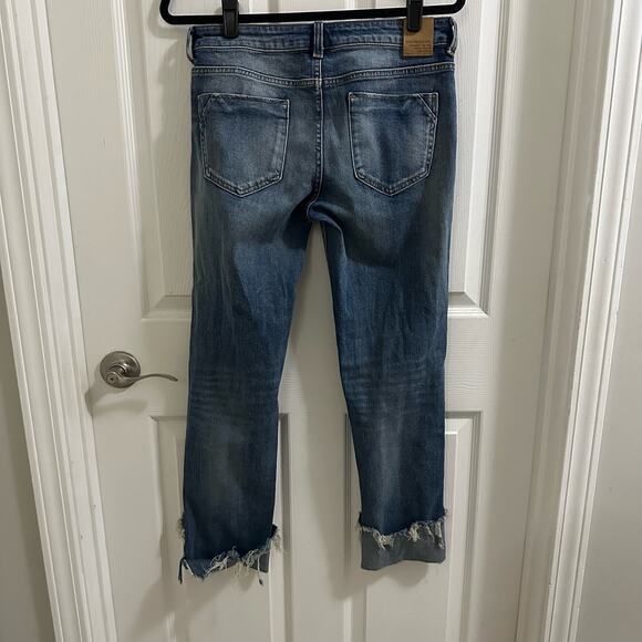 ZARA Basic Z1975 Denim Women's Rolled up embellished distressed Jeans Size US 8 - Picture 7 of 13